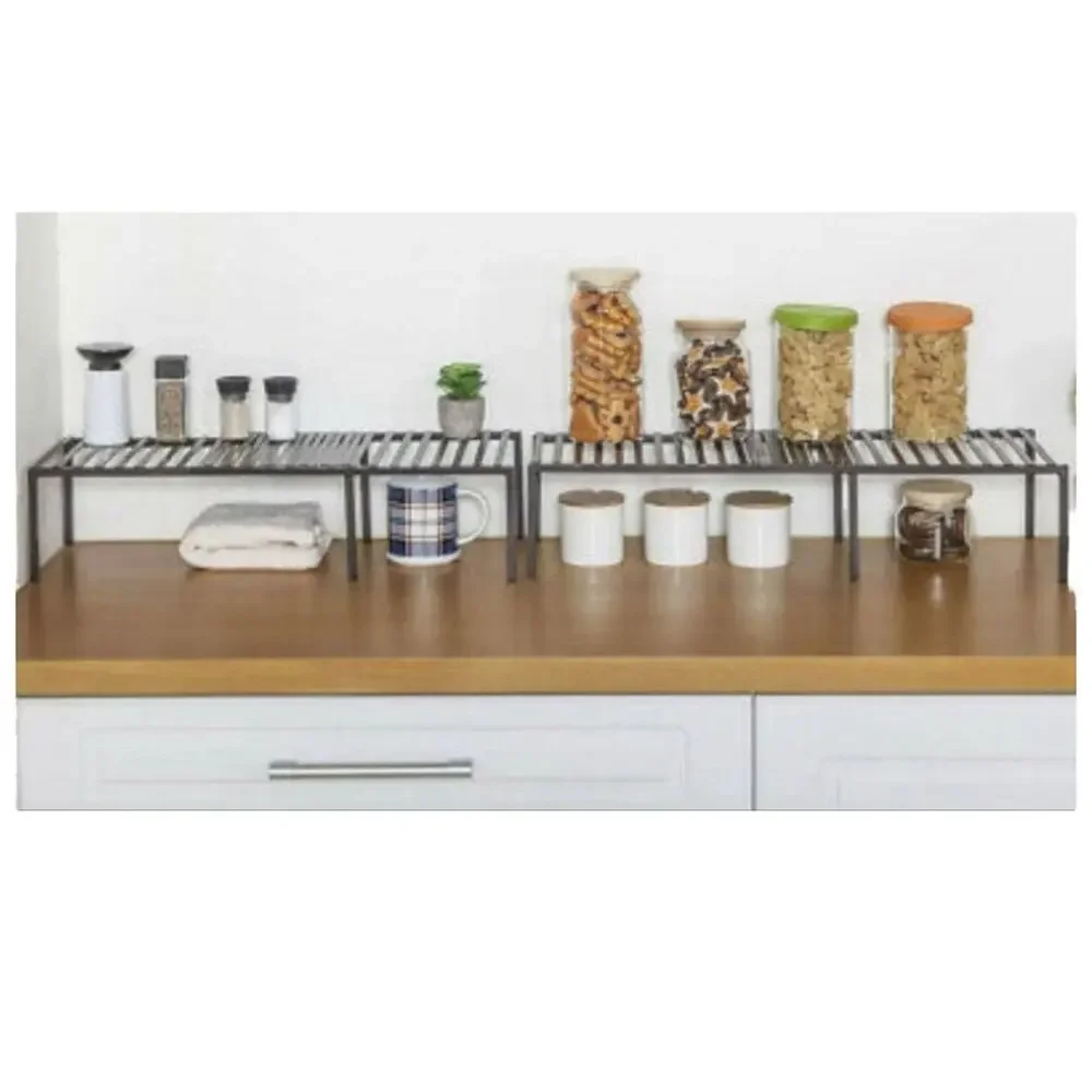 Pottery Barn Metal Shelf Riser Expandable 2 Pc Iron Set Kitchen Cupboard Storage